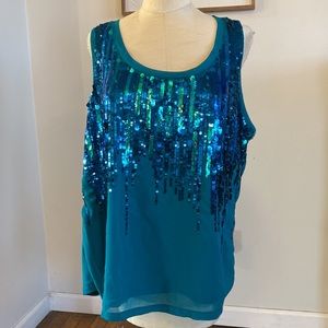 Teal Sequin Embellished Women's Top
